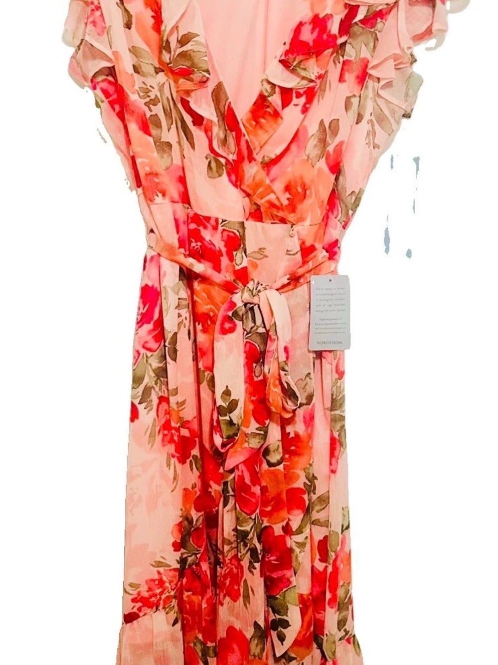 NWT London Times Floral Chiffon High Low Wrap Dress Size 16
